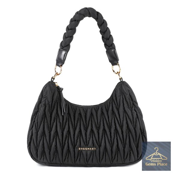 Handbags - Lightweight Quilted Puffer Hobo Crossbody Bag with Adjustable Strap